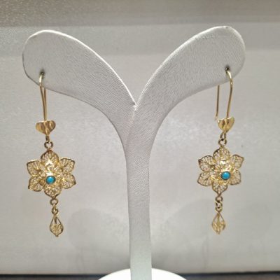 گوشواره ملیله نگین فیروزه